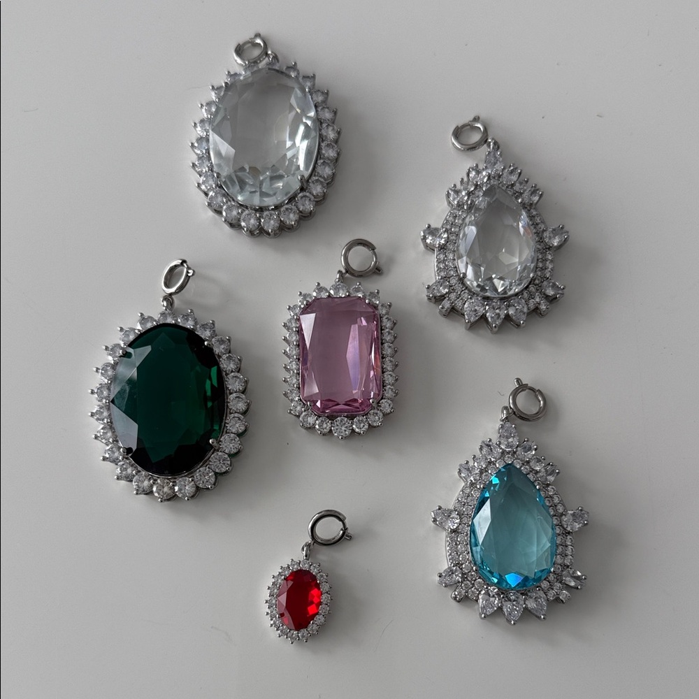 Paco Rabanne Rhinestone & Silver Bag Charm Set of 6